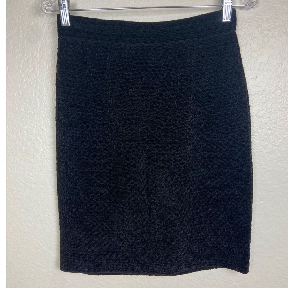 St. John Collection by Marie Gray Honeycomb Knit Pencil Skirt Black SZ 6